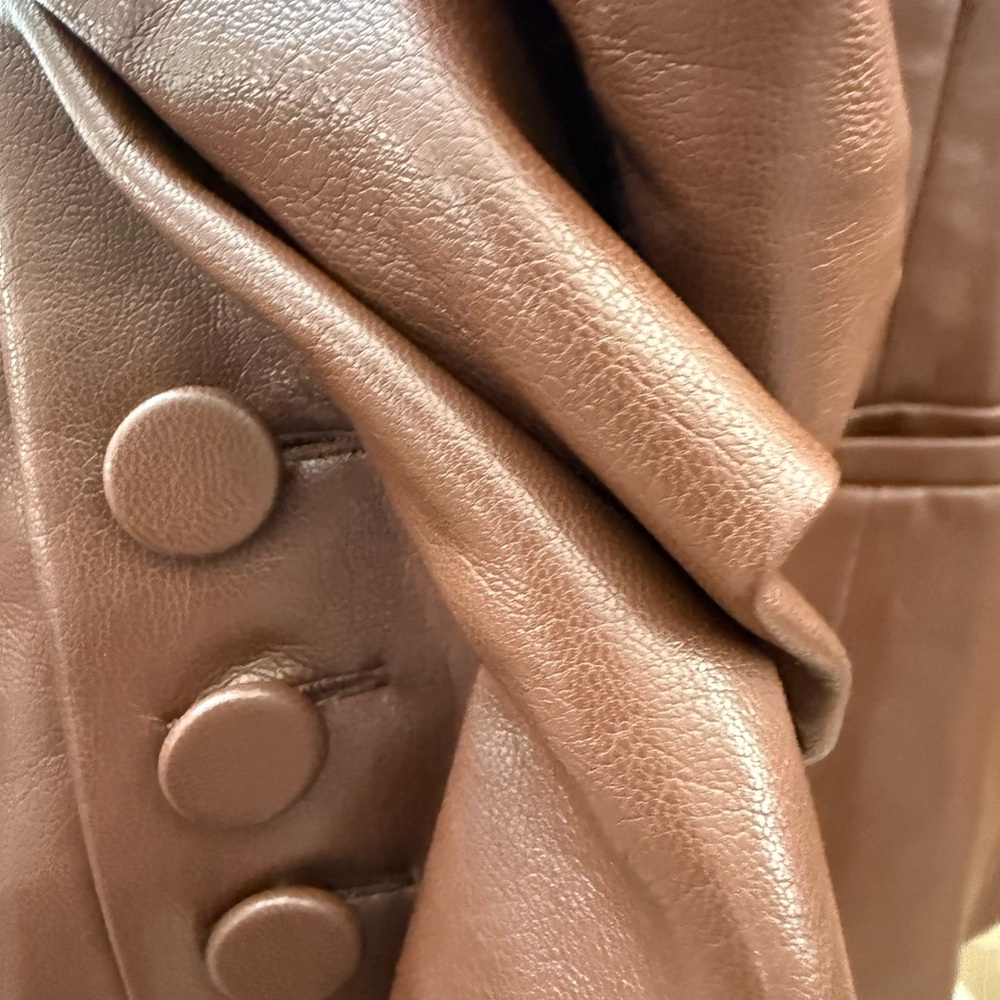 Cinq à Sept chocolate brown Vegan Leather Blazer - Picture 5 of 12
